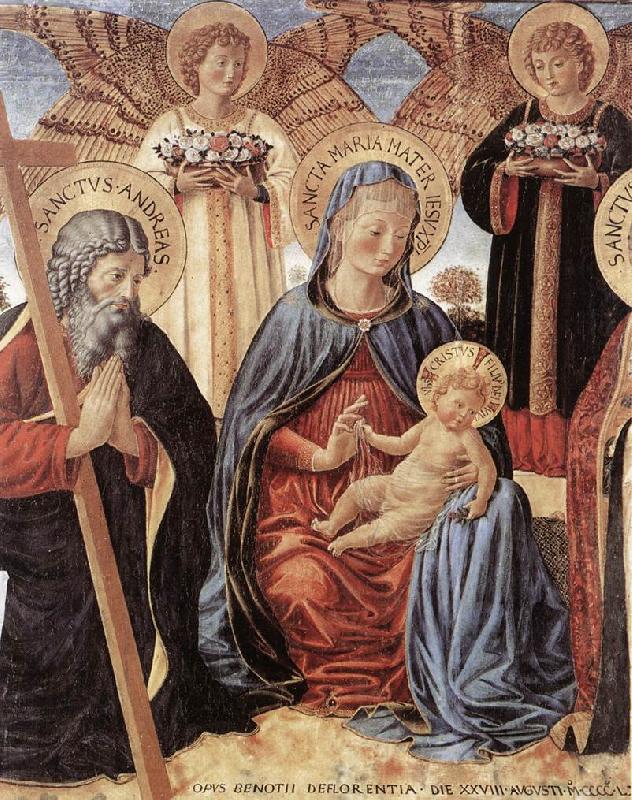 GOZZOLI, Benozzo Madonna and Child between Sts Andrew and Prosper (detail) fg china oil painting image